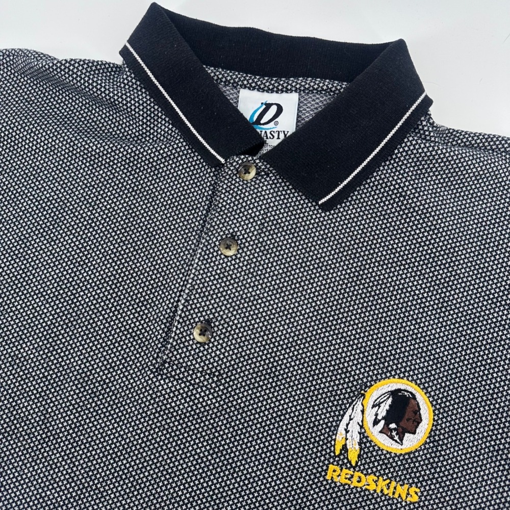 Vtg Washington Commanders Polo Shirt Men Extra Large XL Gray Dynasty NFL Red